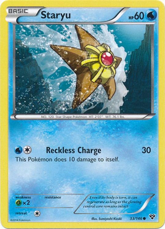torn pokemon card Staryu 33/146