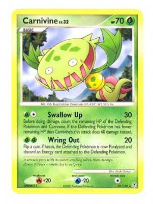 Pokemon Diamond & Pearl Rare Card - Carnivine 21/130