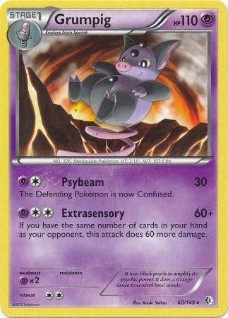 grumpig pokemon card Trading Game Black & White Boundaries Crossed Rare #60 Description coming soon... Pokemon Card Grumpig 31/124 Fates