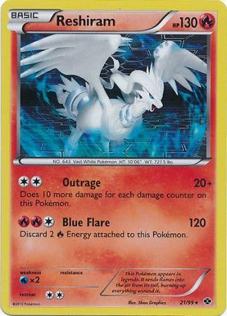 Pokemon Next Destinies Holo Rare Card - Reshiram 21/99