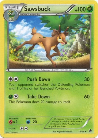 Pokemon Emerging Powers Rare Card - Sawsbuck 16/98