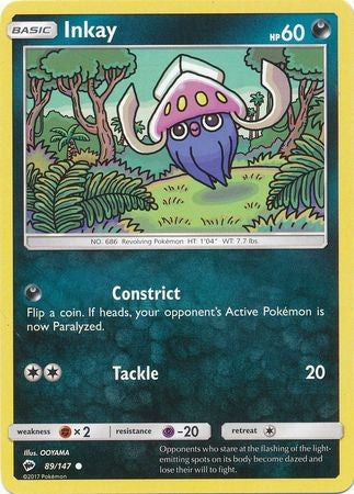 Inkay 89/147 Common - Pokemon Sun & Moon Burning Shadows Card