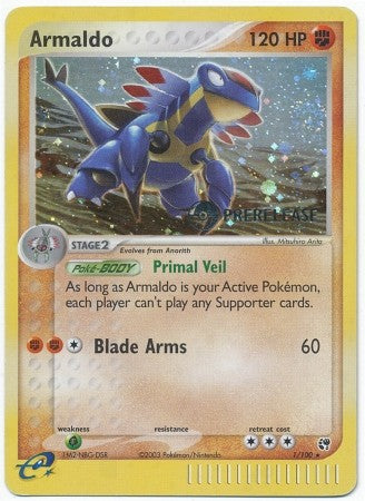 Pokemon Pre-Release Rare Promo Card - Armaldo 1/100