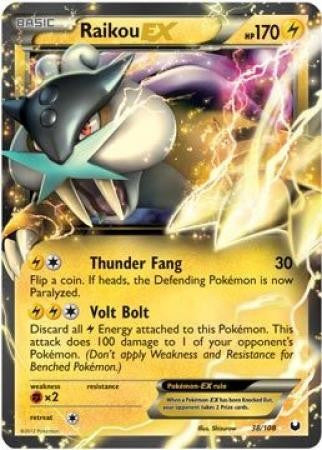 Pokemon Black & White Dark Explorers Ultra Rare Holo Raikou-EX #38 Pokemon Black & White Dark Explorers Ultra Rare Holo Raikou-EX #38