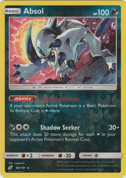 Absol - 88/181 (Reverse Foil) Pokemon » SM Team Up Holo Rare