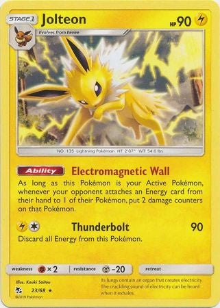 Jolteon - 23/68 - Rare Sun & Moon: Hidden Fates Singles
