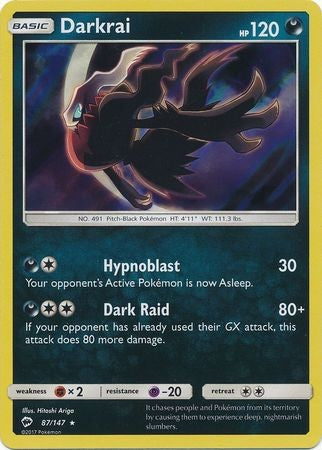 Darkrai 87/147 Holo Rare - Pokemon Sun & Moon Burning Shadows Card