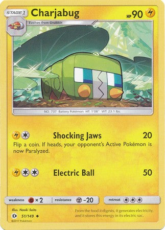 Charjabug 51/149 Uncommon - Pokemon Sun & Moon Base Set Single Card