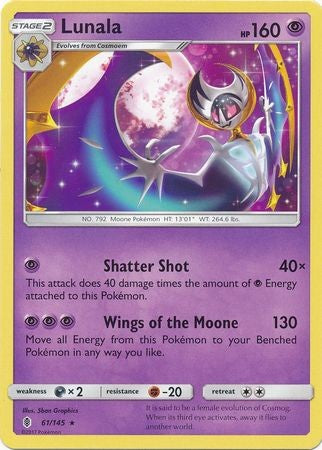 Lunala 61/145 Rare - Pokemon Sun & Moon Guardians Rising Card