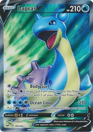 Lapras V - 189/202 - Full Art Ultra Rare Sword & Shield (Base Set) Singles