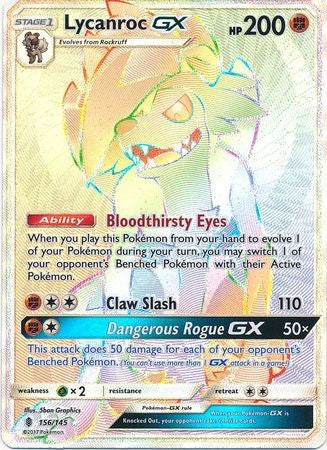 pokemon lycanroc gx card Pokemon Trading Card Game Hidden Fates Ultra Rare Lycanroc GX SV67