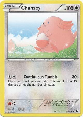 Pokemon Dark Explorers Common Card - Chansey 81/108