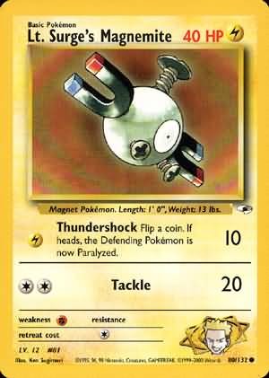 Pokemon Gym Heroes Common Card - Lt. Surge's Magnemite 80/132