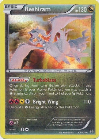 Reshiram 63/108 Holo Rare - Pokemon XY Roaring Skies Card