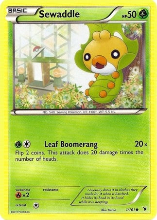 Pokemon Noble Victories Common Card - Sewaddle 1/101