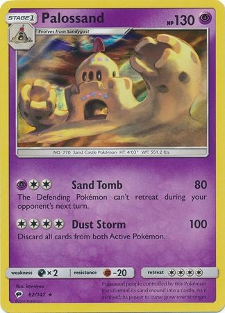 Palossand 62/147 Holo Rare - Pokemon Sun & Moon Burning Shadows Card