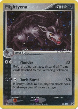 Pokemon EX Power Keepers Holo Rare Card - Mightyena 18/108