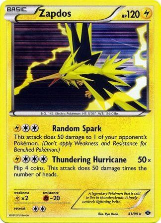 Pokemon Next Destinies Reverse Holo Rare Card - Zapdos 41/99
