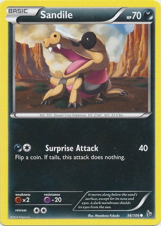 Pokemon Trading Card Game XY Flashfire Common Sandile #56 Pokemon Trading Card Game XY Flashfire Common Sandile #56