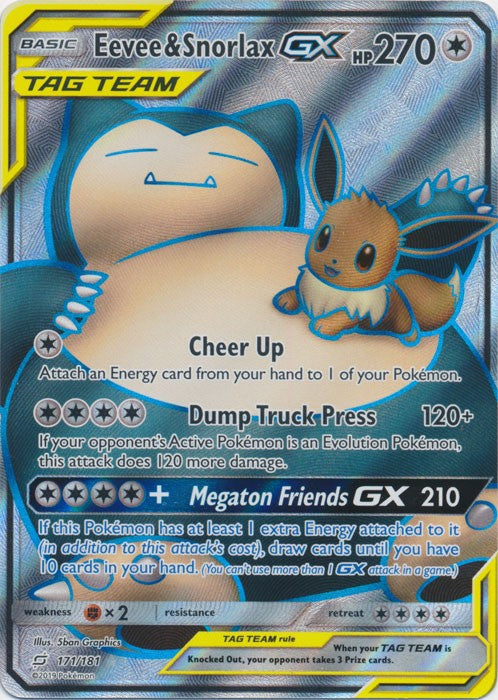 Eevee & Snorlax-GX (Full Art) - 171/181 Pokemon » SM Team Up Ultra Rare