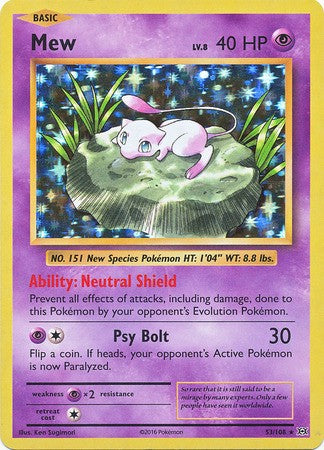 Mew 53/108 Holo Rare - Pokemon XY Evolutions Single Card