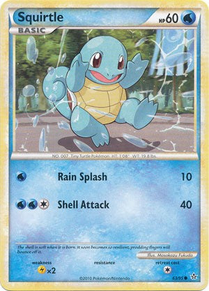 Pokemon Card HS Unleashed Single Card Common Squirtle 63/95