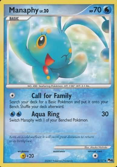 Pokemon POP Series 6 Promo Card Manaphy 3/17 Rare