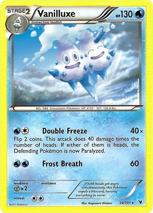 vanilluxe pokemon card value Art Rare from the Japanese White Flare set, the perfect for my 26th birthday post! I turned 26 today, so I thought I'd show off a new card that Colorless Frost Smash (90) Weakness Metal 2 Resistance None None Retreat Cost Vanilluxe : B&W - NOBLE