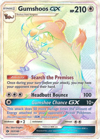 Gumshoos GX 157/149 Hyper Rare - Pokemon Sun & Moon Base Set Single Card
