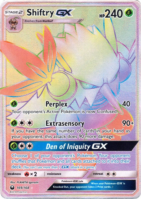 Shiftry GX 169/168 Hyper Rare - Celestial Storm SM7 Pokemon Card Shiftry GX 169/168 Hyper Rare - Celestial Storm SM7 Pokemon Card