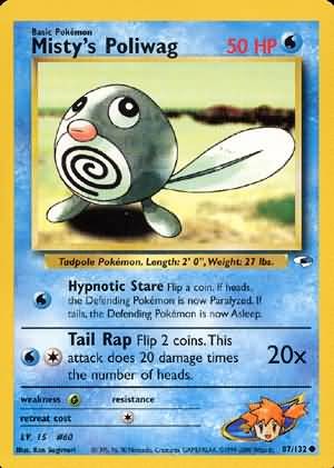 Pokemon Gym Heroes Common Card - Misty's Poliwag 87/132
