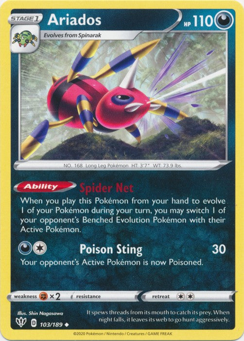 Ariados - 103/189 Pokemon » SWSH Darkness Ablaze Uncommon