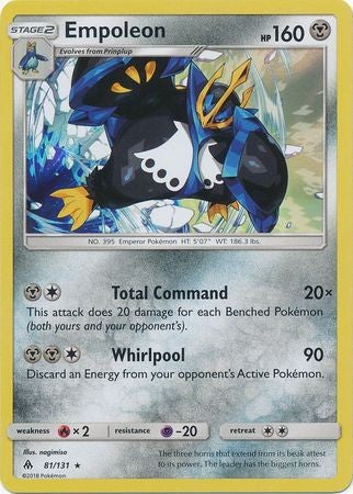 Empoleon 81/131 Holo Rare - Pokemon Sun & Moon Forbidden Light Card