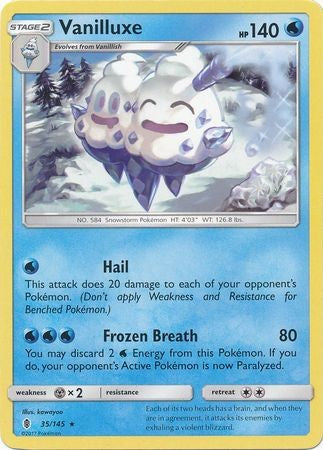 vanillite pokemon card value Pokemon - Vanilluxe - 35/145 - Rare - Reverse Holo