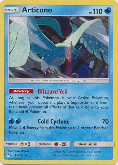 Pokemon Trading Card Game Team Up Rare Holo Articuno #32 Pokemon Trading Card Game Team Up Rare Holo Articuno #32