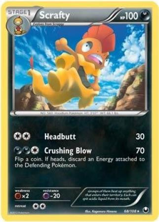 Pokemon Dark Explorers Rare Card - Scrafty 68/108