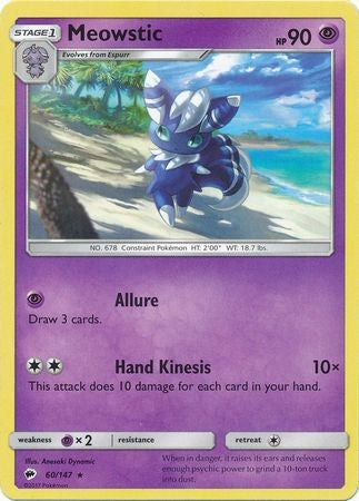 Meowstic 60/147 Rare - Pokemon Sun & Moon Burning Shadows Card