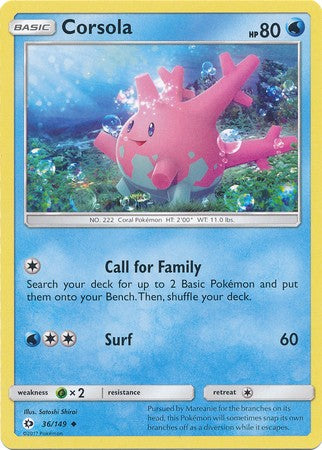 Corsola 36/149 Uncommon - Pokemon Sun & Moon Base Set Single Card