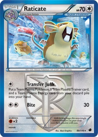 Raticate 88/116 - Pokemon Plasma Freeze Rare Card