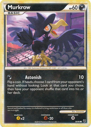 Pokemon Card HeartGold SoulSilver HS Undaunted Common Murkrow 58/90