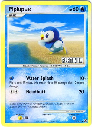Pokemon Burger King Common Promo Single Card - Piplup 71/100