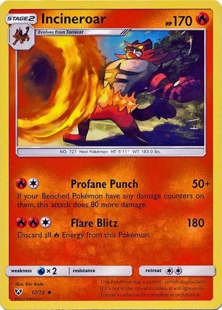 Incineroar - 17/73 - Uncommon Sun & Moon: Shining Legends