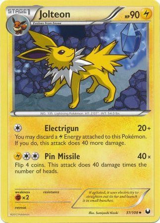 Pokemon Dark Explorers Uncommon Card - Jolteon 37/108