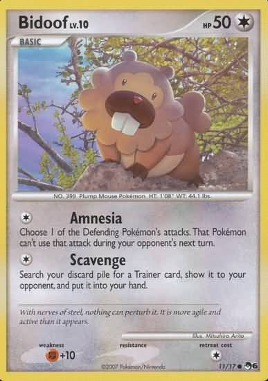 Pokemon POP Series 6 Promo Card Bidoof 11/17 Common