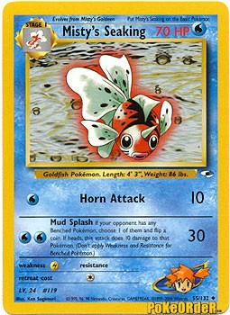 Pokemon Trading Card Game Gym Heroes Uncommon Misty's Seaking #55 Pokemon Trading Card Game Gym Heroes Uncommon Misty's Seaking #55