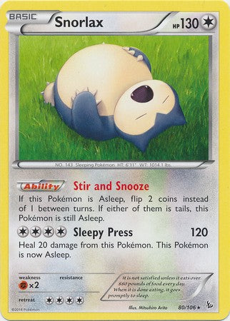 Snorlax 80/106 - Pokemon XY Flashfire Rare Card PokeOrder.com Snorlax 80/106 - Pokemon XY Flashfire Rare Card PokeOrder.com