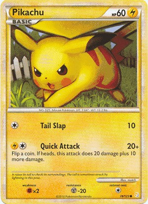 Pokemon HeartGold SoulSilver Single Card Common Pikachu 78/123