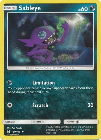 Sableye 80/145 Uncommon - Pokemon Sun & Moon Guardians Rising Card