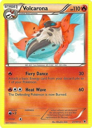 Pokemon Noble Victories Rare Card - Volcarona 21/101