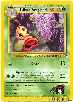 pokemon card weepinbell Pokemon Trading Card Game Gym Heroes Uncommon Erika's Weepinbell #48